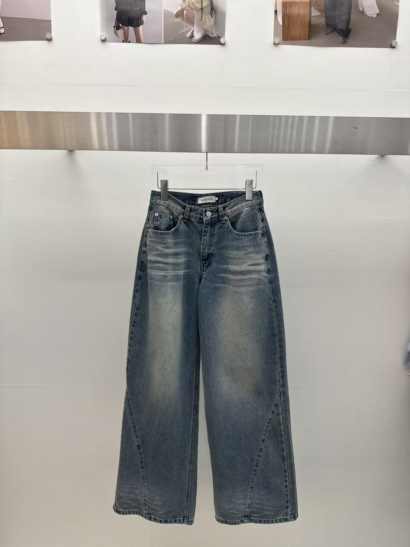 AMOOD韓國東大門代購女士新品熱賣推薦26春夏時尚休閑牛仔褲AMOOD牛仔褲圖色1