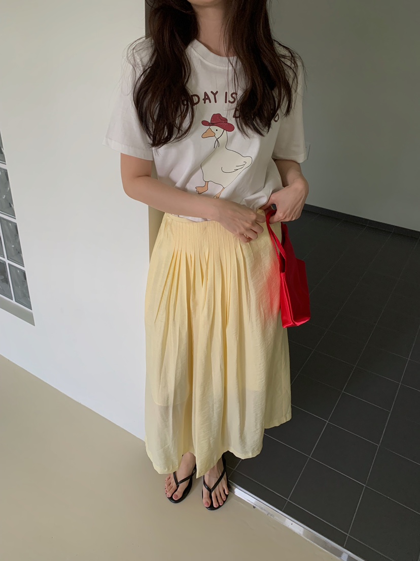 CAMEL-P韓國東大門代購女裝新品26夏季長裙褶裥長款Came_l 家長裙