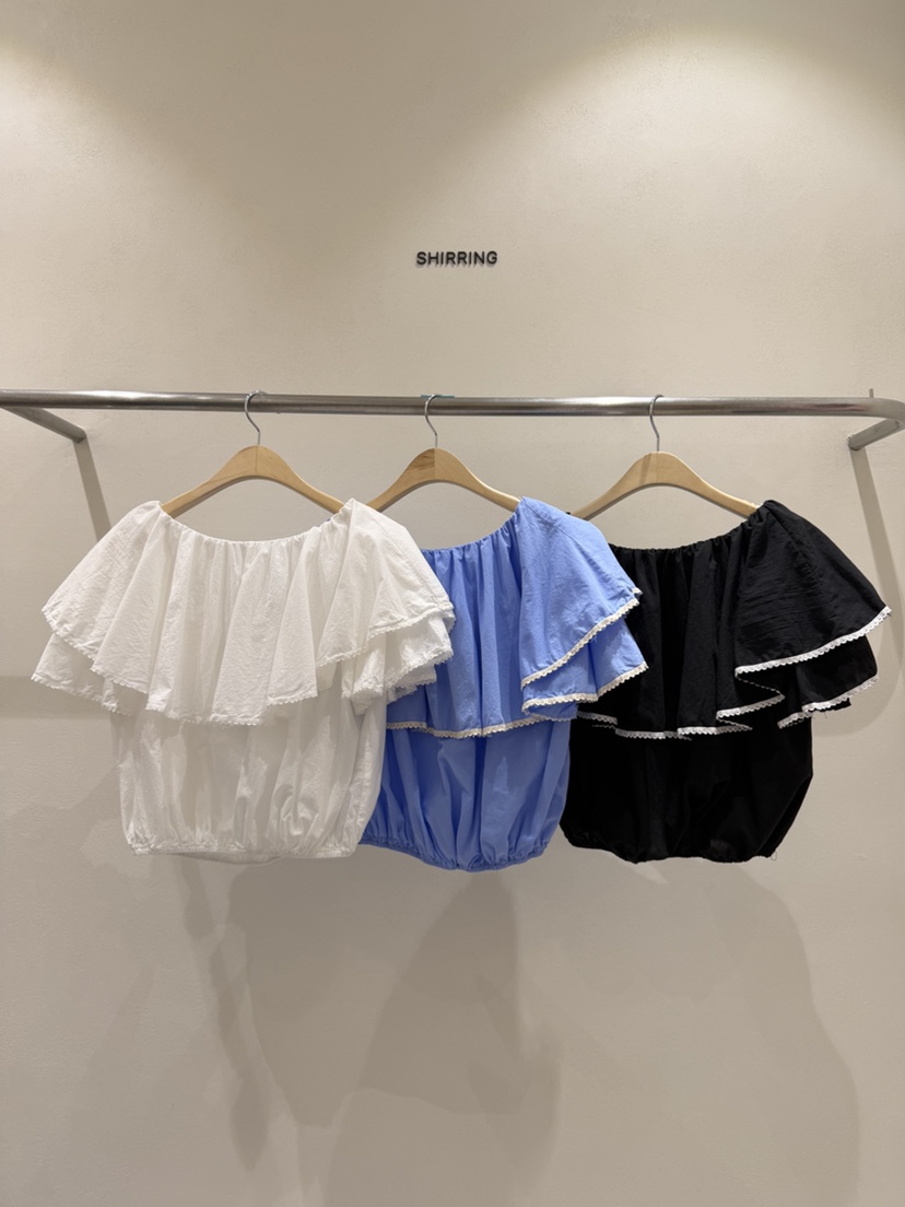 SHIRRING韓國直郵女士新品26夏季推薦26春夏休閑襯衫蕾絲衫SHIRRING襯衫/蕾絲衫
