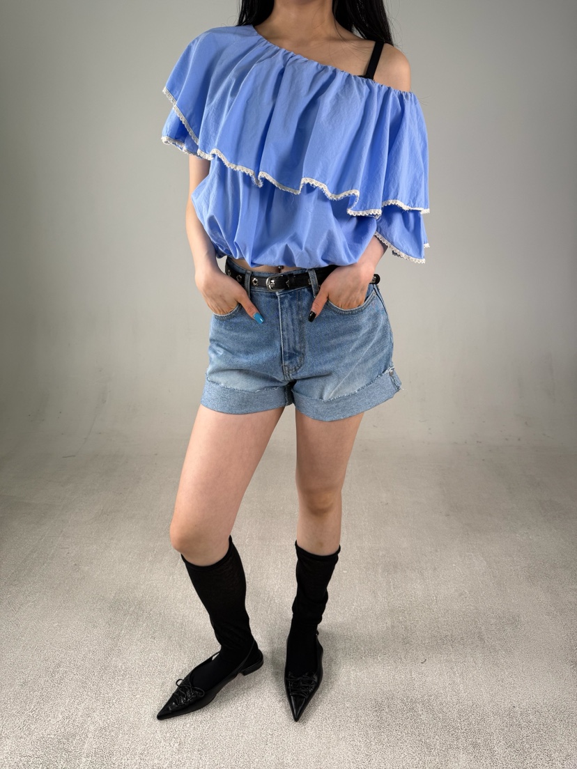 SHIRRING韓國直郵女士新品26夏季推薦26春夏休閑襯衫蕾絲衫SHIRRING襯衫/蕾絲衫