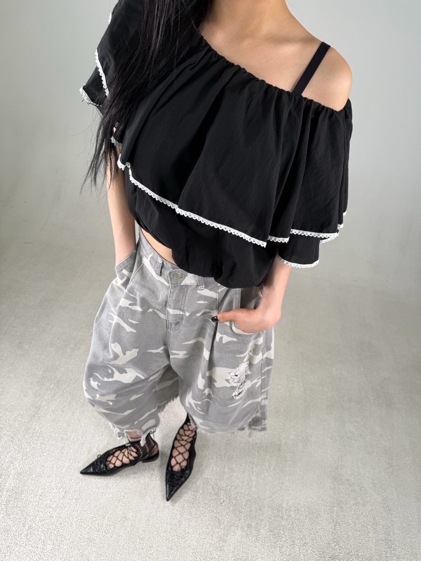 SHIRRING韓國直郵女士新品26夏季推薦26春夏休閑襯衫蕾絲衫SHIRRING襯衫/蕾絲衫