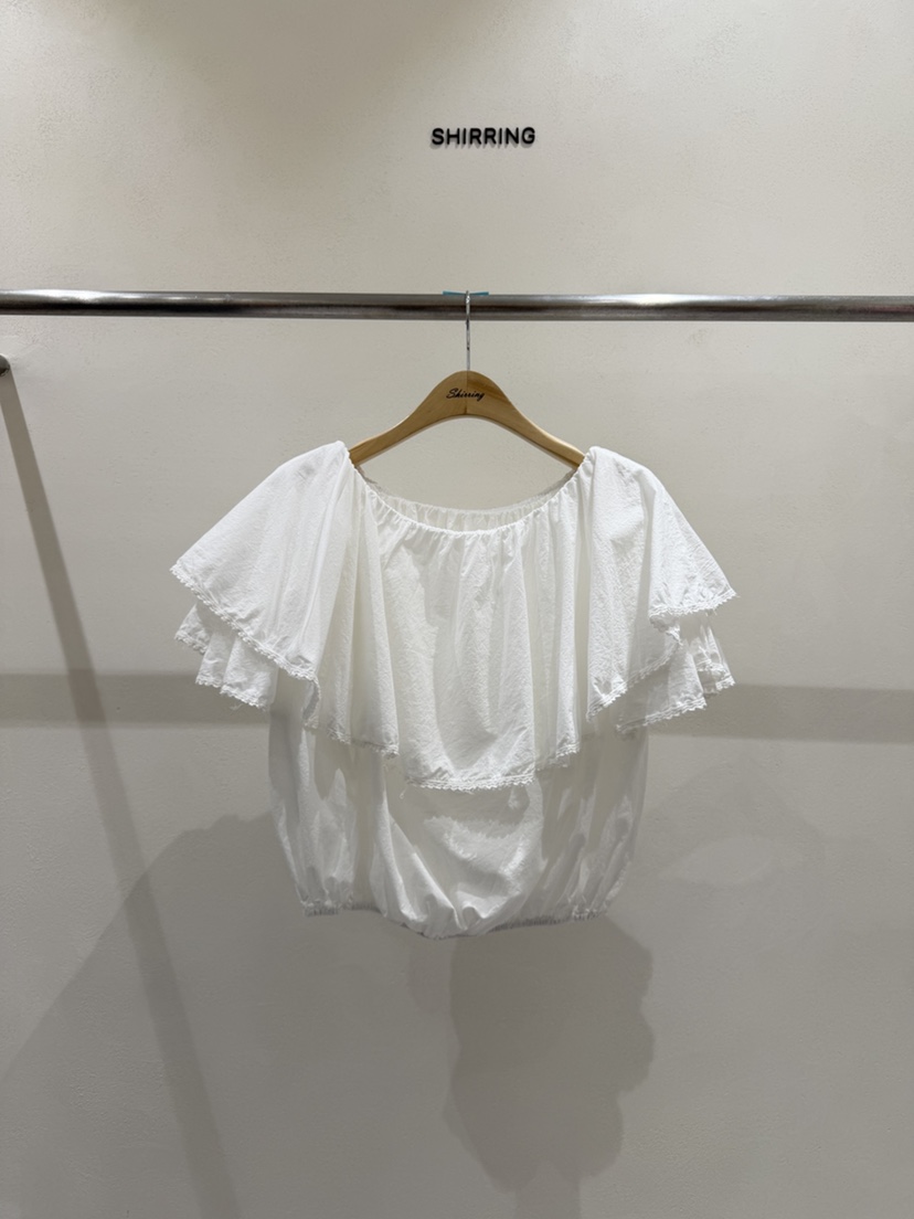 SHIRRING韓國直郵女士新品26夏季推薦26春夏休閑襯衫蕾絲衫SHIRRING襯衫/蕾絲衫圖色1