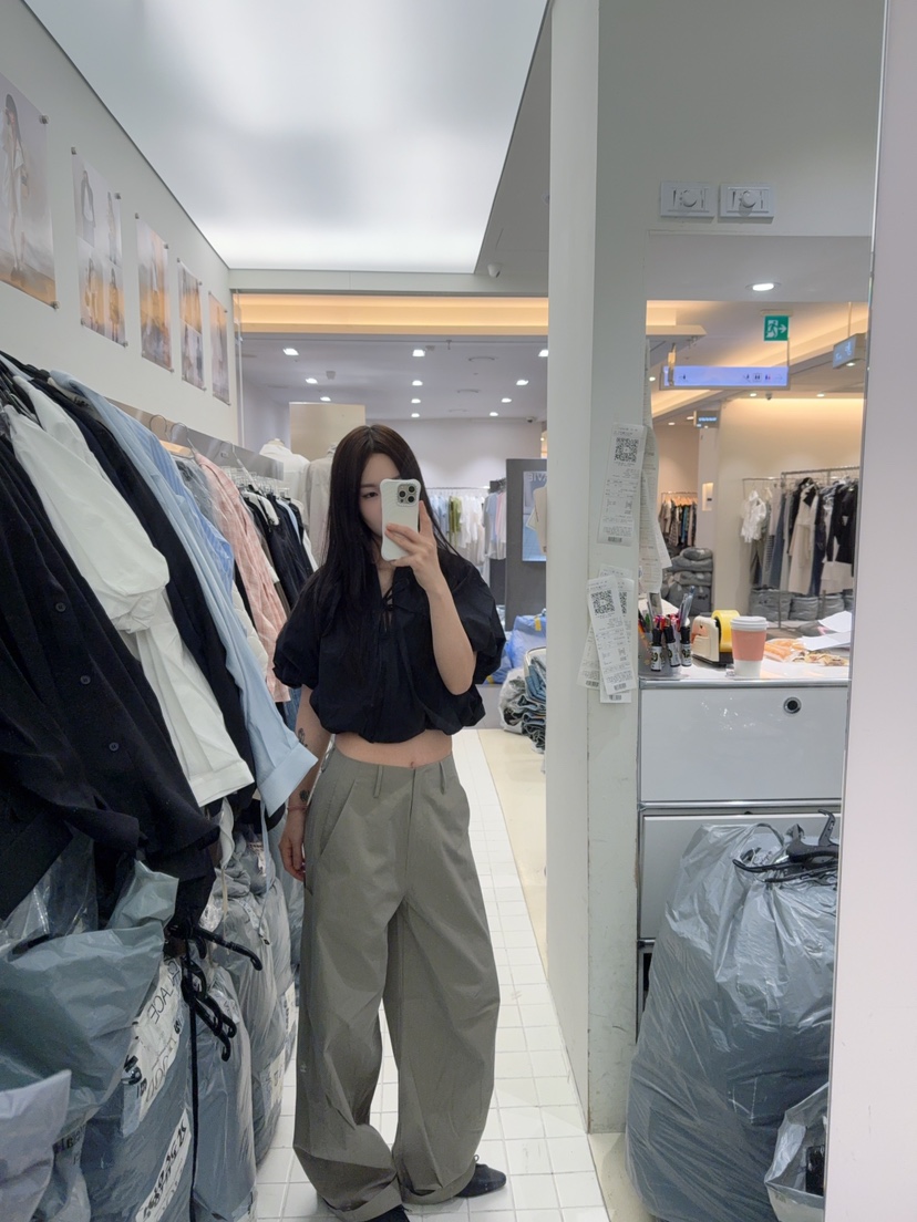 AMOOD韓國東大門代購女士新品時尚人氣26春夏休閑休閑褲口袋AMOOD休閑褲