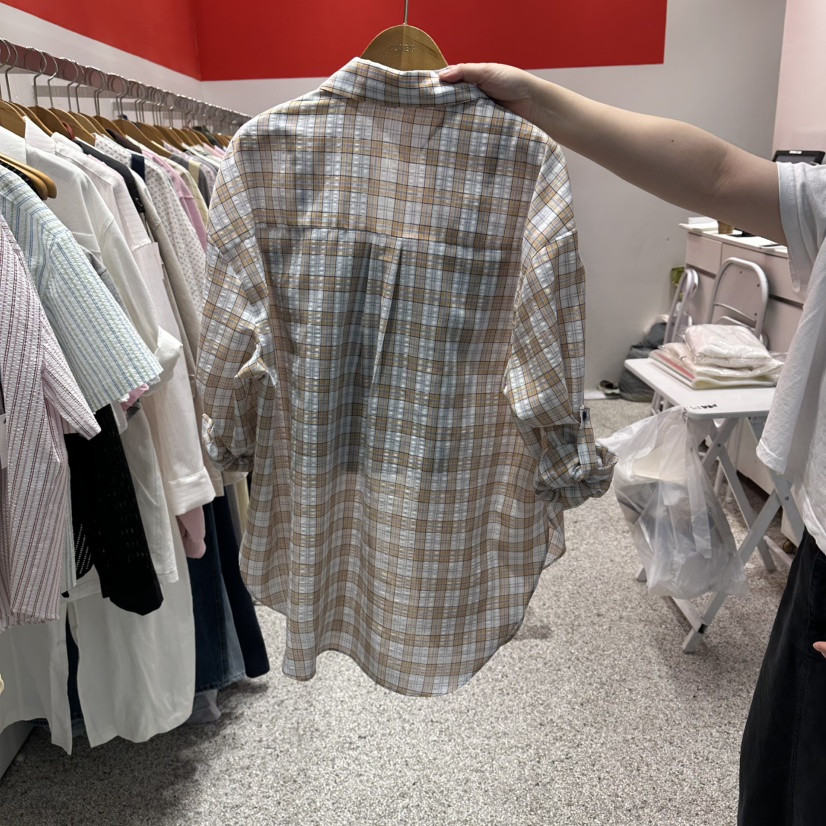 ATPZ韓國代購女裝新品休閑26春夏推薦時尚襯衫蕾絲衫格紋ATTENTION PLEAES襯衫/蕾絲衫