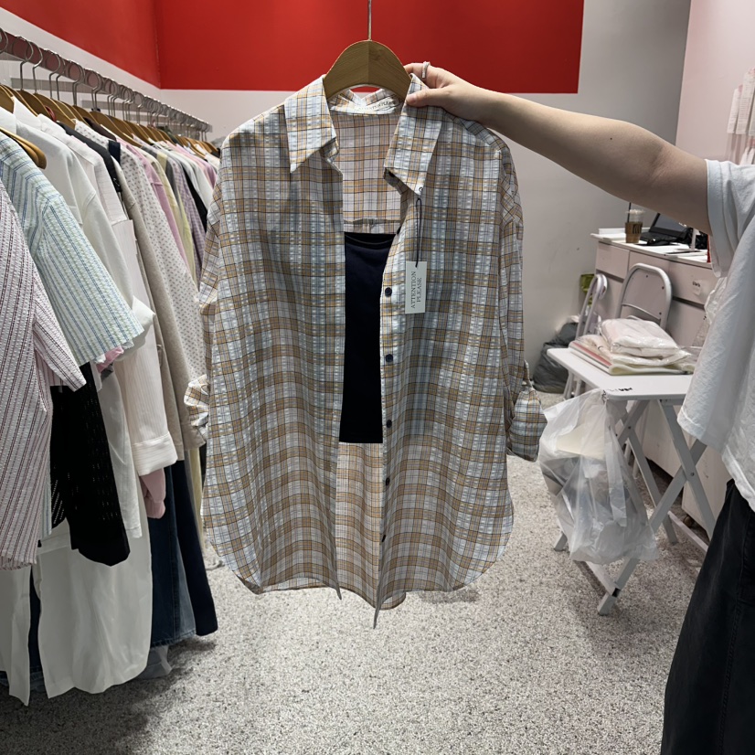 ATPZ韓國代購女裝新品休閑26春夏推薦時尚襯衫蕾絲衫格紋ATTENTION PLEAES襯衫/蕾絲衫圖色2