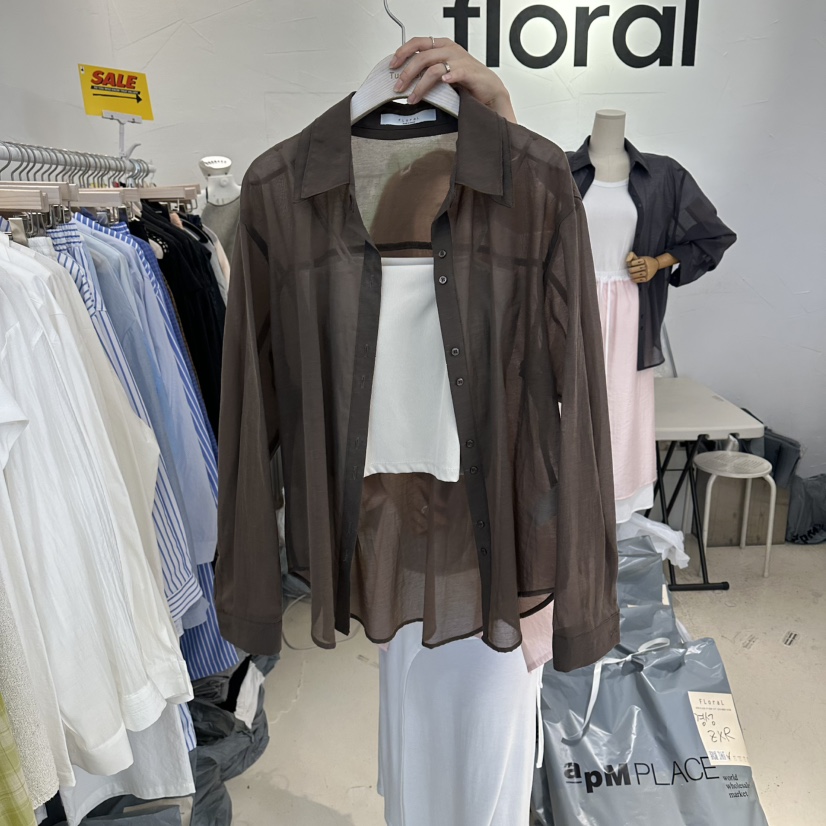 FLORAL韓國直郵實拍女裝新品職業襯衫蕾絲衫不含內搭雙層FLORAL襯衫/蕾絲衫圖色3