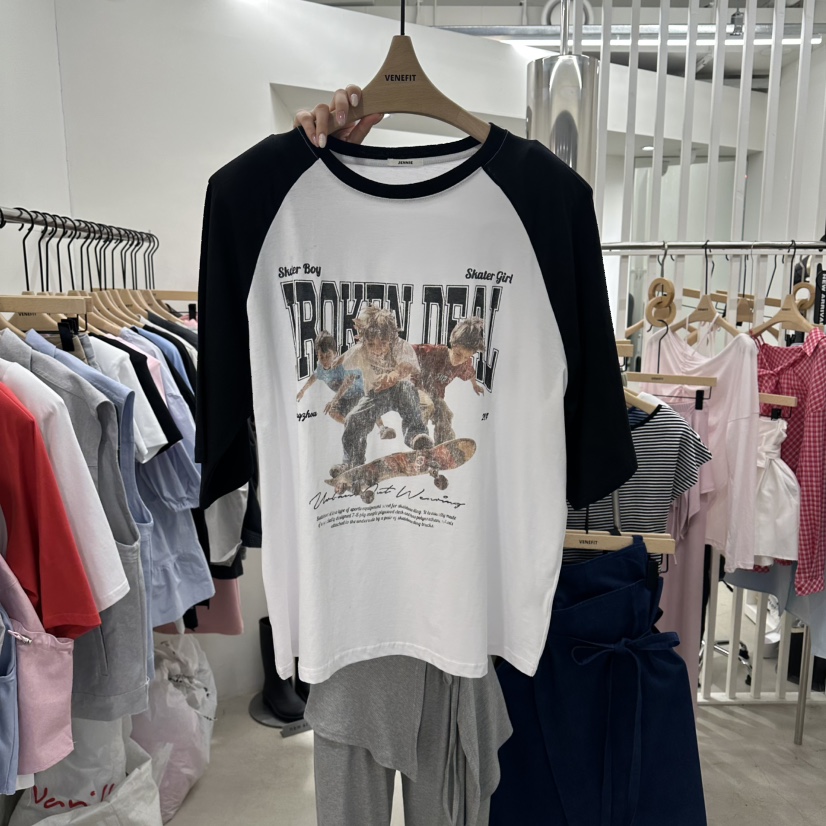 VENEFIT韓國直郵女士新品人氣26春夏26夏季熱賣時尚職業T恤VENEFIT/JENNIET恤圖色2
