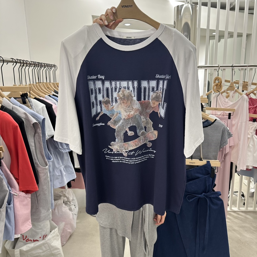 VENEFIT韓國直郵女士新品人氣26春夏26夏季熱賣時尚職業T恤VENEFIT/JENNIET恤圖色3
