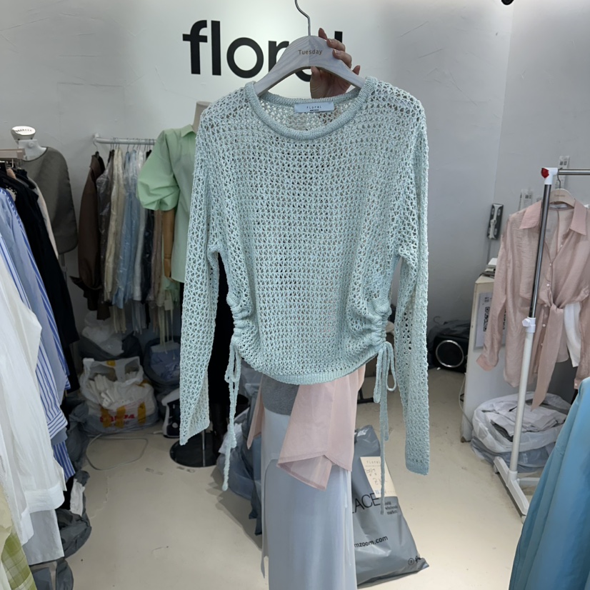 FLORAL韓國東大門直郵女裝新款26春夏時尚職業針織衫網狀FLORAL針織衫圖色2