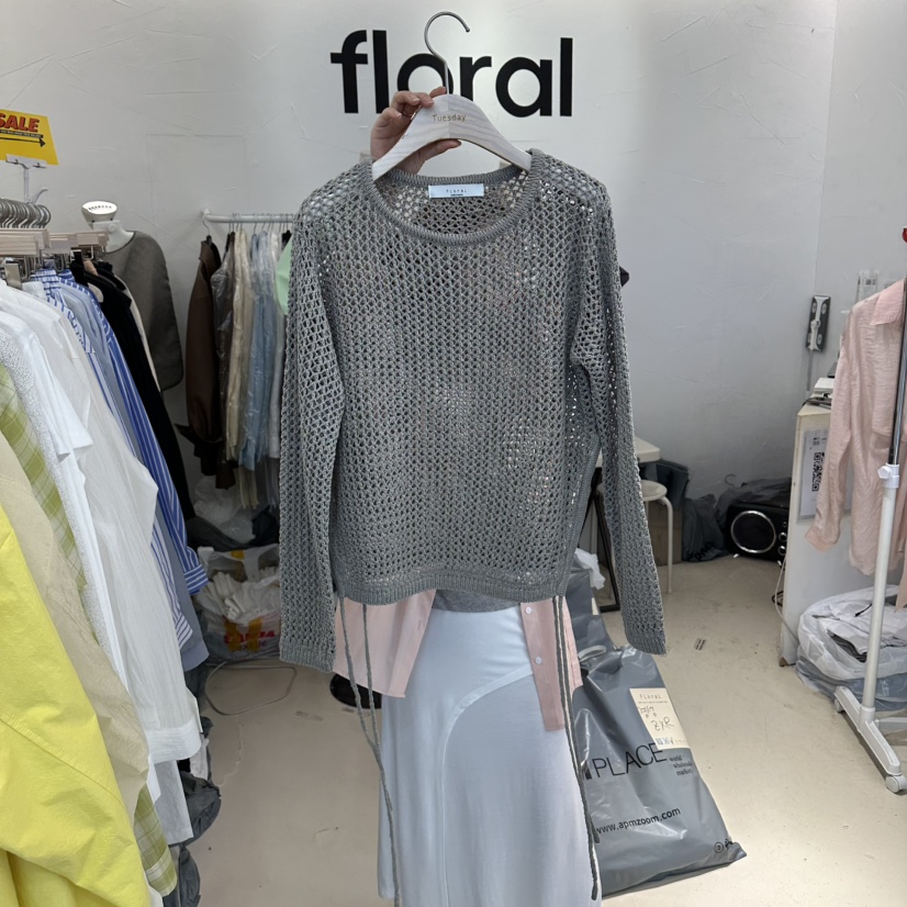 FLORAL韓國東大門直郵女裝新款26春夏時尚職業針織衫網狀FLORAL針織衫圖色3
