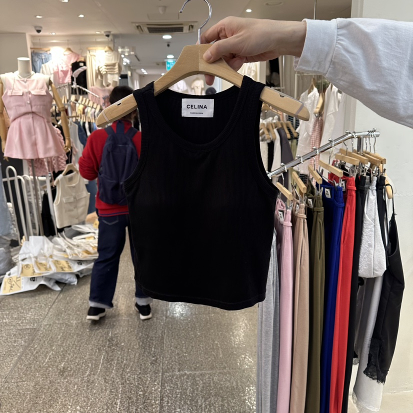 CELINA韓國東大門代購女裝新款休閑推薦吊帶背心短款羅紋CELI_NA吊帶/背心圖色3