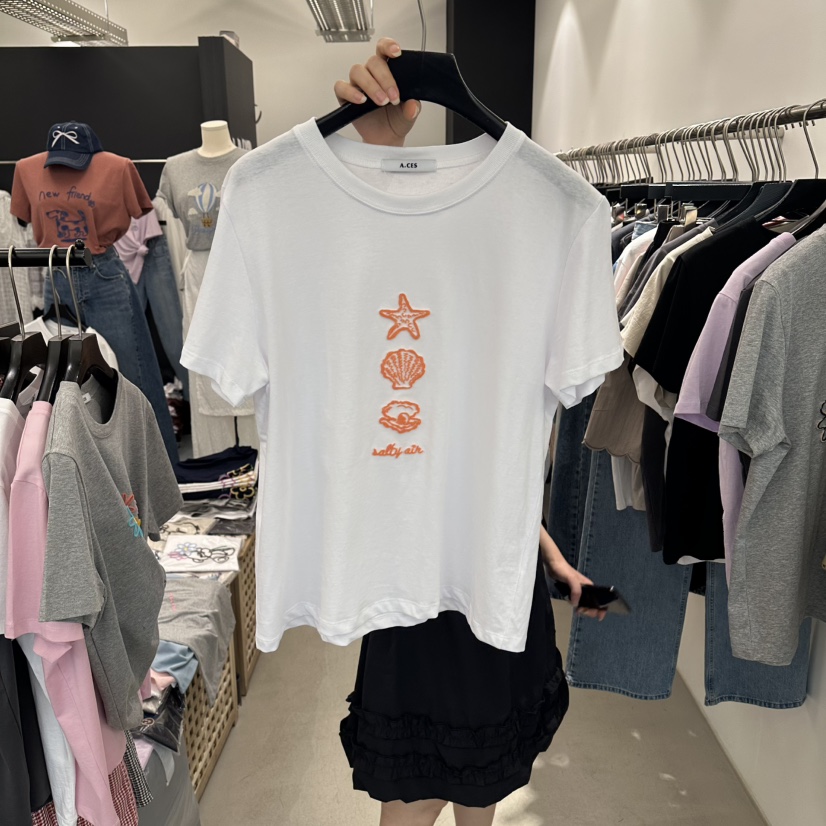 A.CES韓國直郵女士新品26春夏推薦職業休閑人氣26夏季T恤A.CEST恤圖色2