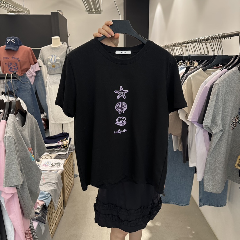 A.CES韓國直郵女士新品26春夏推薦職業休閑人氣26夏季T恤A.CEST恤圖色3