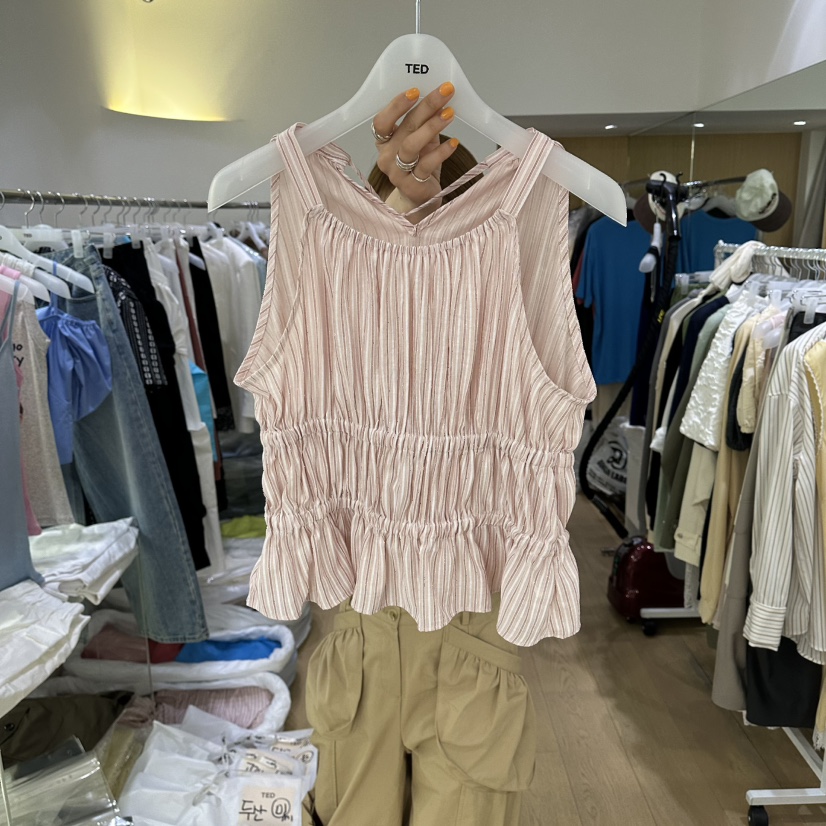 TED韓國代購女士新款時尚職業推薦休閑熱賣26夏季吊帶背心露肩TED吊帶/背心圖色1