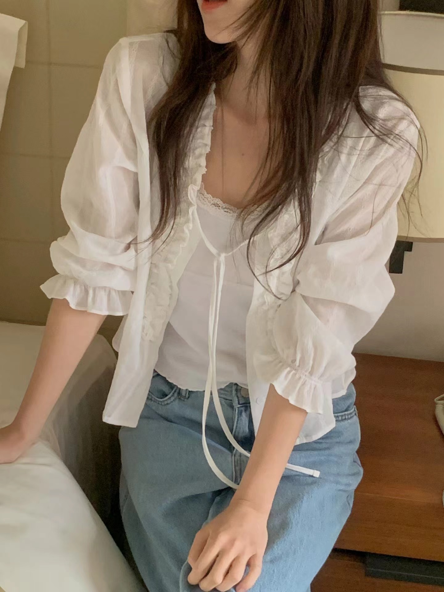 MIELLE-미엘르-OT韓國直郵女裝新品職業襯衫蕾絲衫不含內搭MIELLE-2件起襯衫/蕾絲衫圖色1