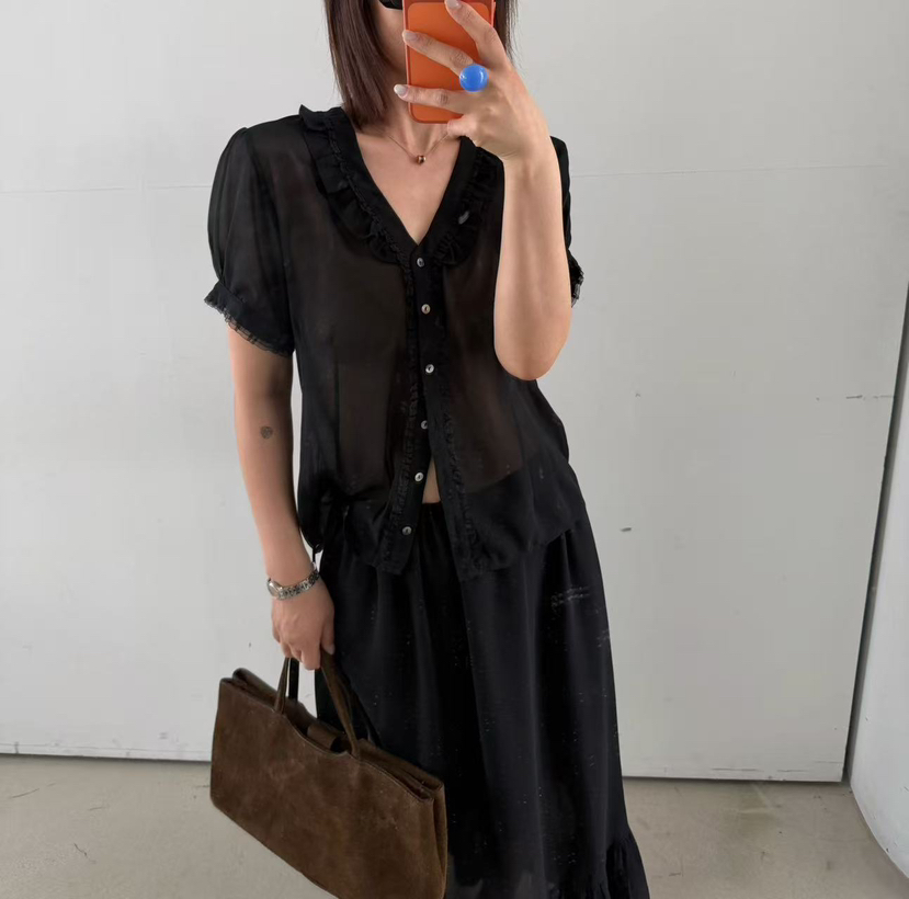 OLI SEOUL韓國代購女裝新品休閑26春夏職業人氣襯衫蕾絲衫OLI SEOUL襯衫/蕾絲衫