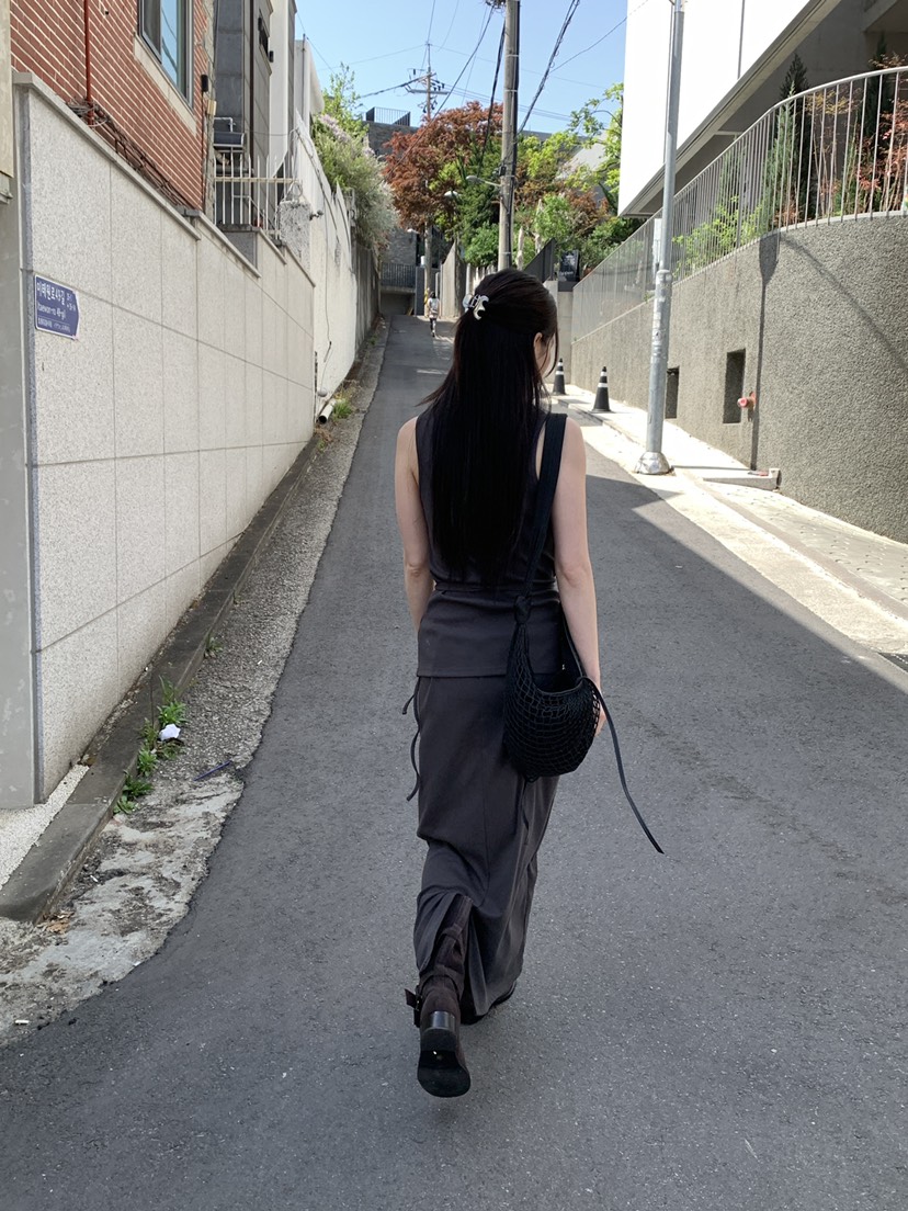 OURS韓國直郵實拍女裝新款熱賣休閑時尚26夏季職業人氣長裙OURS長裙