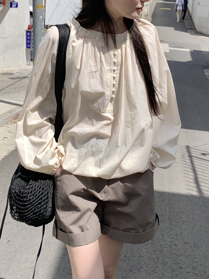 OURS韓國東大門代購女士新款時尚26春夏推薦26夏季襯衫蕾絲衫OURS襯衫/蕾絲衫