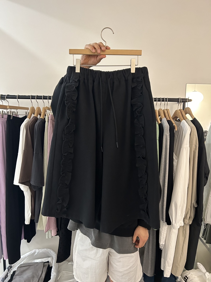 AS THOUGHT韓國直郵女士新品26夏季熱賣休閑褲荷葉邊棉質AS THOUGHT休閑褲圖色2
