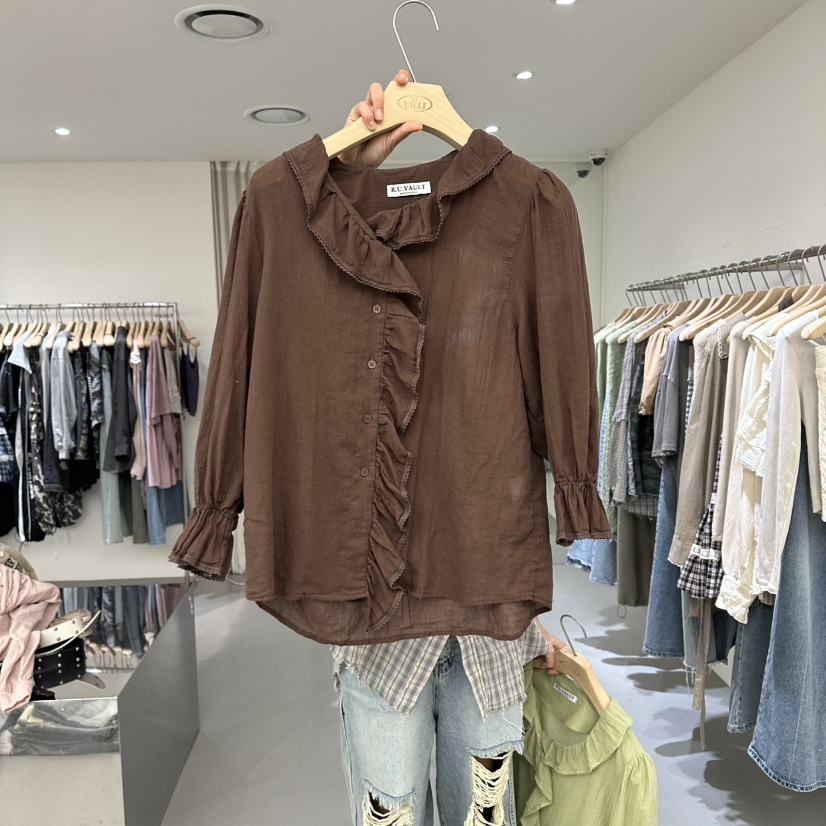 VAULT韓國東大門直郵女裝新品熱賣26春夏時尚人氣襯衫蕾絲衫VAULT襯衫/蕾絲衫圖色1