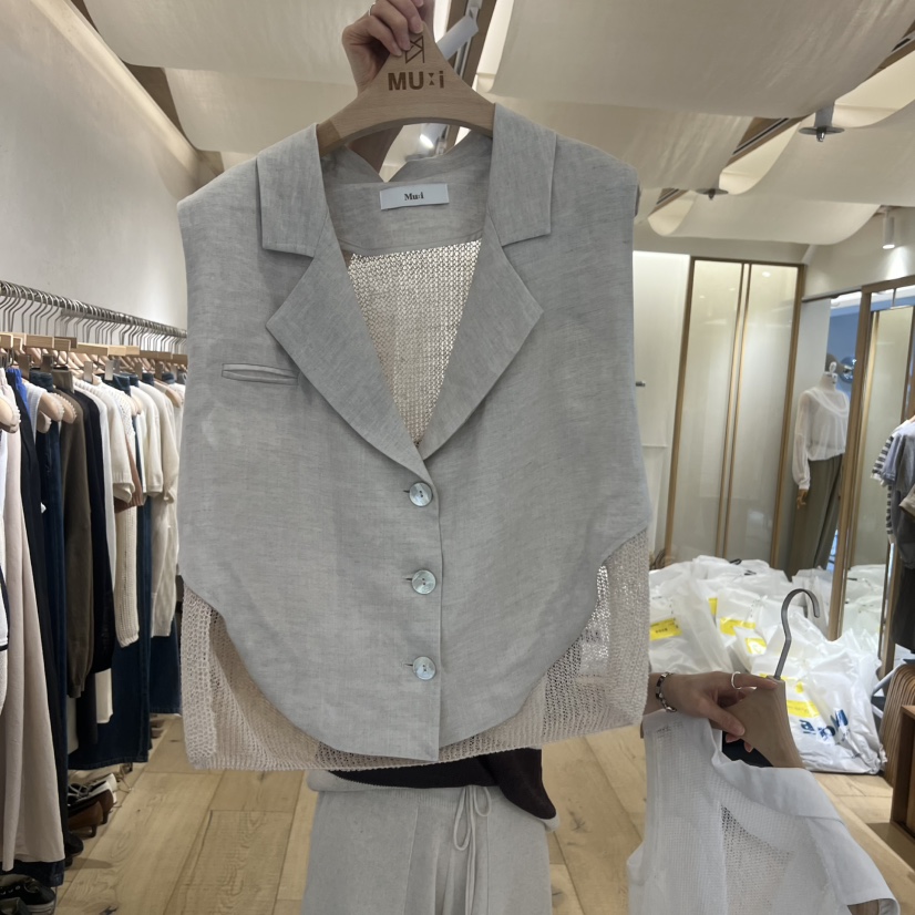 THE MUI韓國東大門直郵女裝新款推薦26春夏熱賣馬甲亞麻THE MUI馬甲圖色1