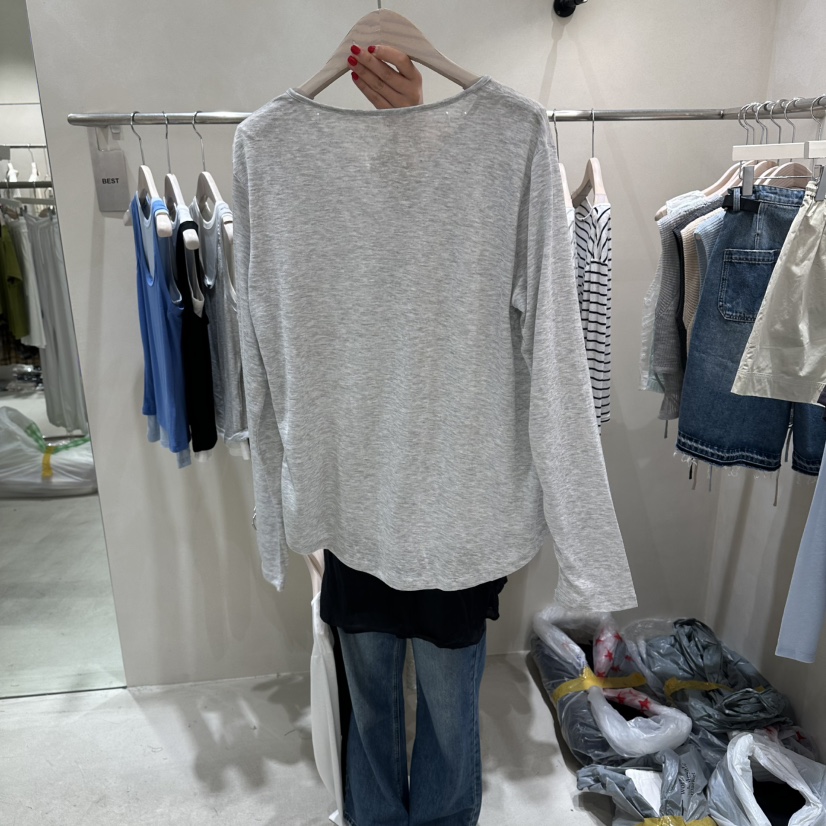 Color B韓國東大門代購女裝新款時尚26夏季熱賣長袖T恤柔軟Color B長袖T恤