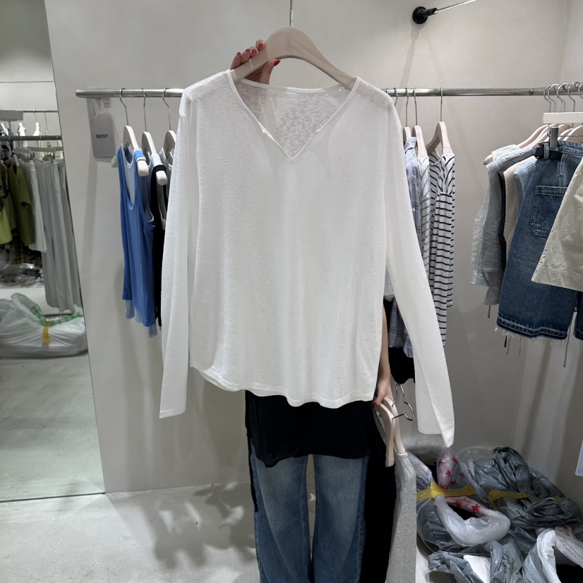 Color B韓國東大門代購女裝新款時尚26夏季熱賣長袖T恤柔軟Color B長袖T恤圖色2