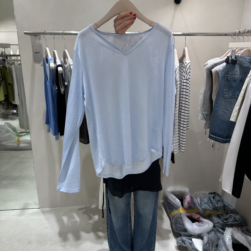 Color B韓國東大門代購女裝新款時尚26夏季熱賣長袖T恤柔軟Color B長袖T恤圖色4