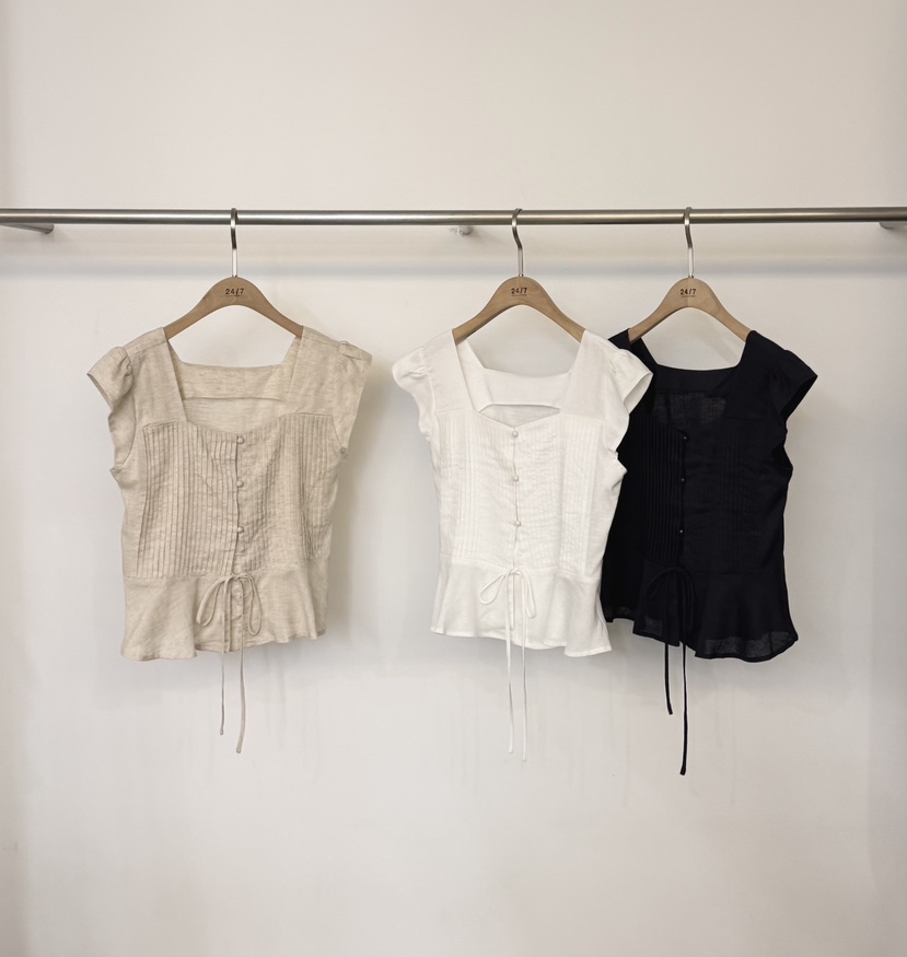 TWENTY FOUR SEVEN24-7韓國代購女士新款熱賣襯衫蕾絲衫亞麻布TEWNTY FOUR SEVEN24-7襯衫/蕾絲衫