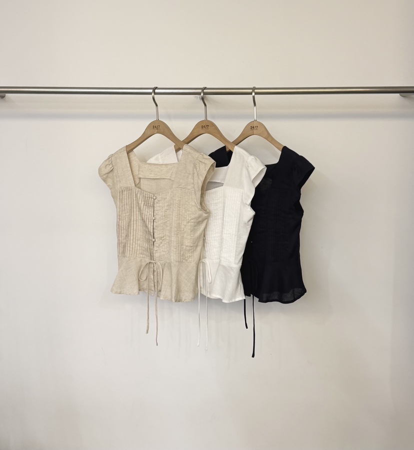 TWENTY FOUR SEVEN24-7韓國代購女士新款熱賣襯衫蕾絲衫亞麻布TEWNTY FOUR SEVEN24-7襯衫/蕾絲衫