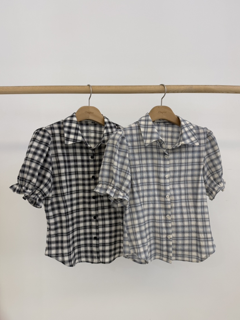 BY CHAPTER韓國直郵實拍女裝新品休閑熱賣襯衫蕾絲衫格子BY Chapter襯衫/蕾絲衫