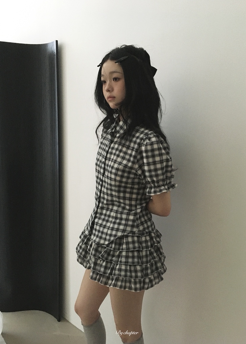 BY CHAPTER韓國直郵實拍女裝新品休閑熱賣襯衫蕾絲衫格子BY Chapter襯衫/蕾絲衫