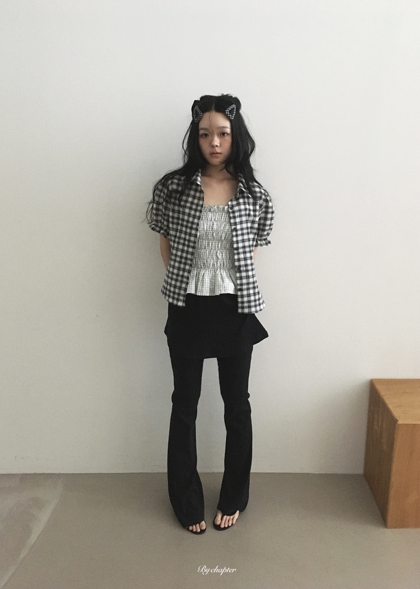 BY CHAPTER韓國直郵實拍女裝新品休閑熱賣襯衫蕾絲衫格子BY Chapter襯衫/蕾絲衫
