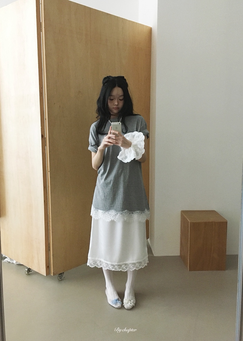 BY CHAPTER韓國直郵女士新款休閑26夏季時尚26春夏T恤蕾絲BY ChapterT恤