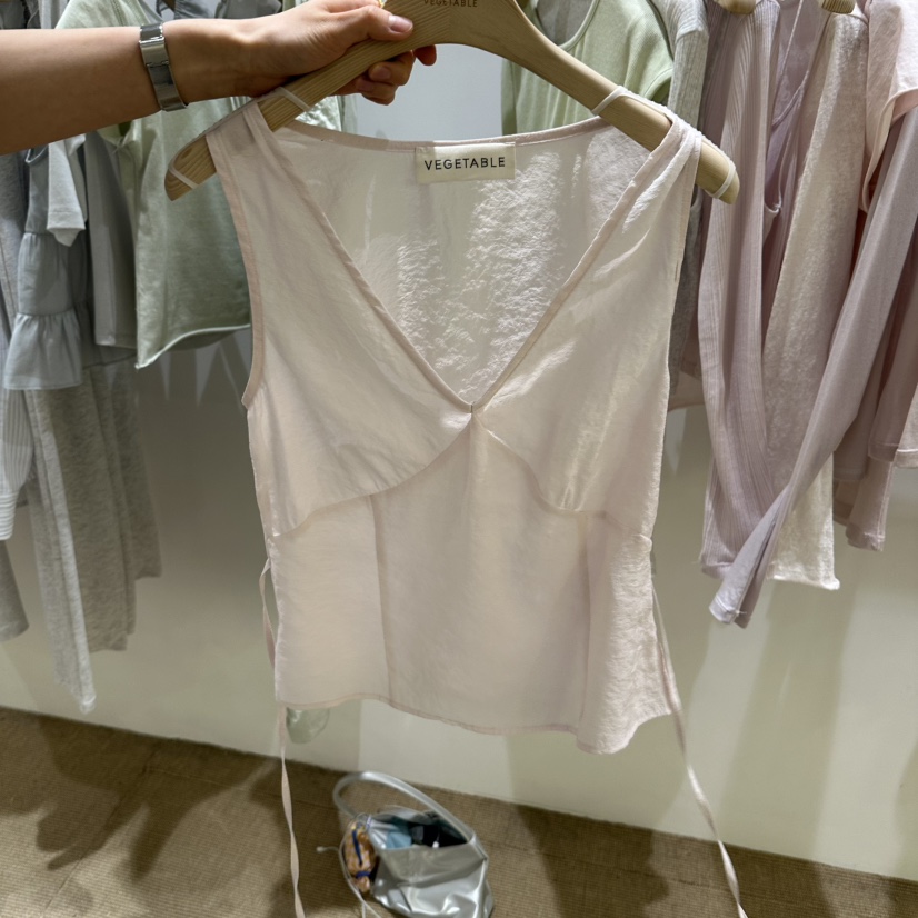 VEGETABLE東大門實拍韓國女裝新品26夏季職業推薦吊帶背心VEGETABLE吊帶/背心圖色2粉色