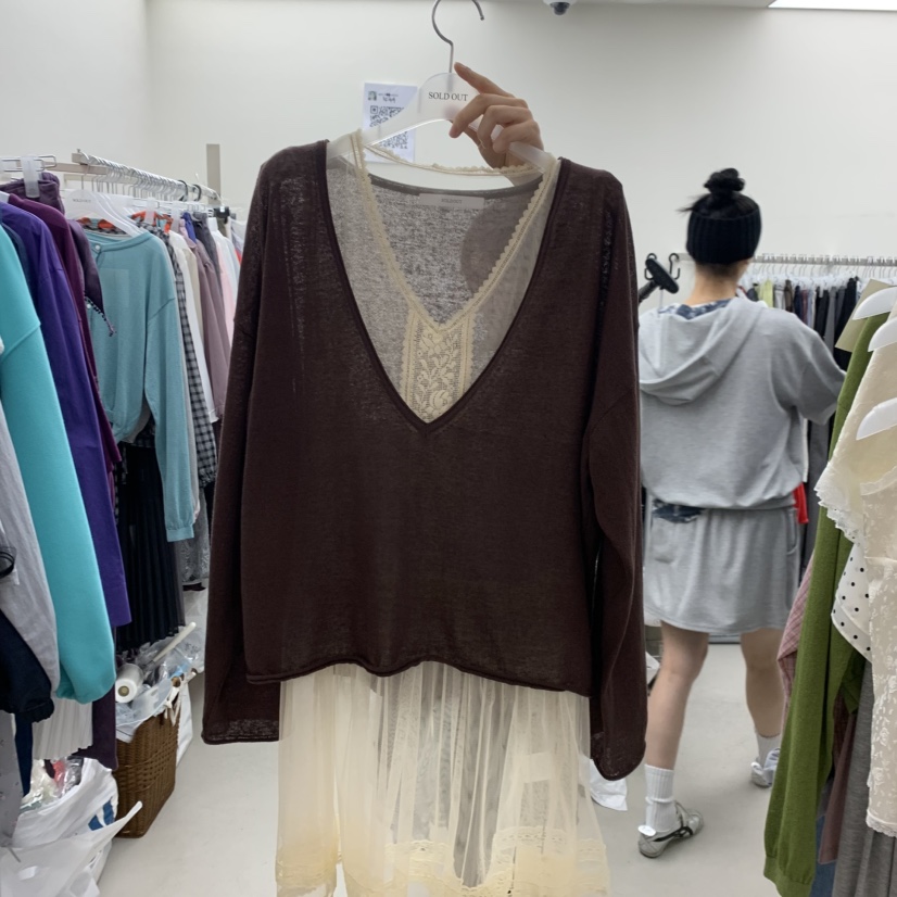 SOLD OUT韓國直郵實拍女士新款人氣推薦針織衫不含內搭亞麻SOLD OUT針織衫圖色3