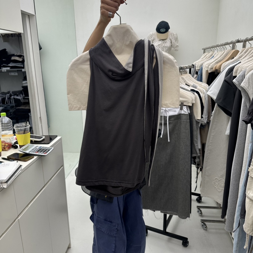 CHAV韓國東大門代購女裝新品26夏季休閑熱賣職業吊帶背心CHAV吊帶/背心圖色2墨色