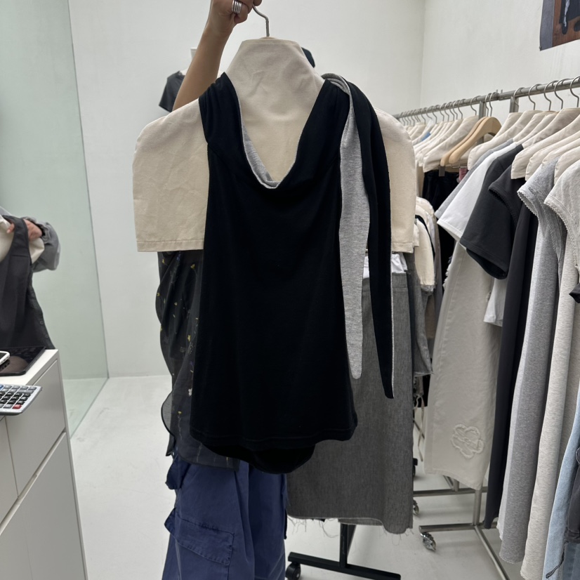 CHAV韓國東大門代購女裝新品26夏季休閑熱賣職業吊帶背心CHAV吊帶/背心圖色3黑色