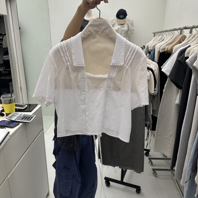 CHAV韓國東大門直郵女裝新品人氣職業26夏季26春夏襯衫蕾絲衫CHAV襯衫/蕾絲衫圖色1