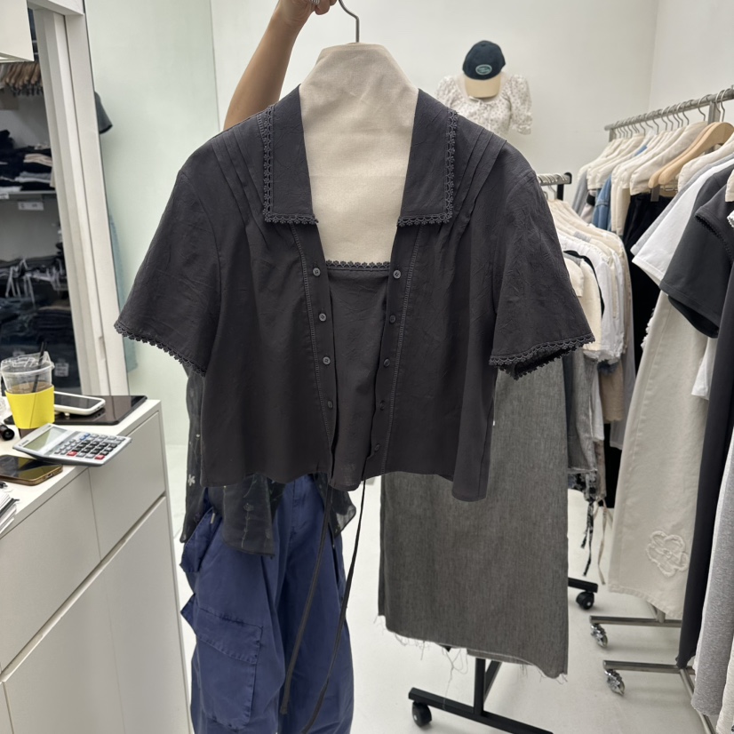 CHAV韓國東大門直郵女裝新品人氣職業26夏季26春夏襯衫蕾絲衫CHAV襯衫/蕾絲衫圖色2