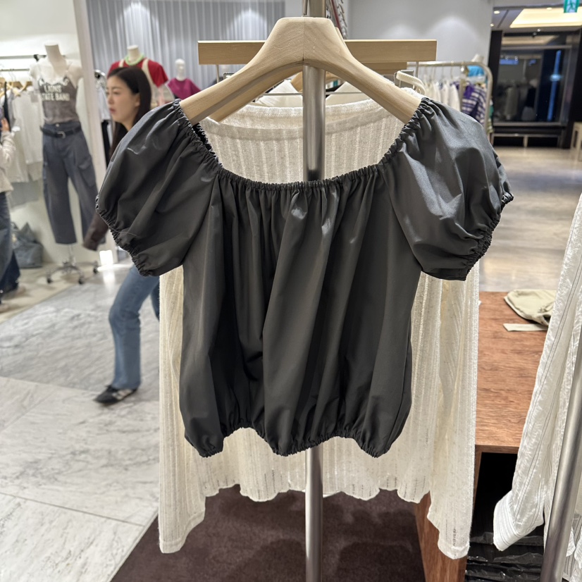 PITA/THEVERLIN韓國東大門代購女士新品休閑襯衫蕾絲衫泡泡袖PITA/THEVERLIN襯衫/蕾絲衫