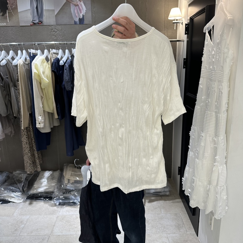 MIXXIN韓國直郵女士新款時尚人氣26夏季26春夏職業T恤褶裥MIXXINT恤