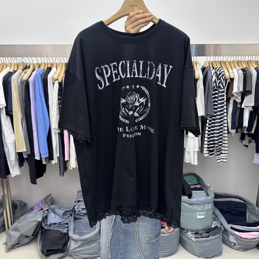 SPECIAL韓國直郵女裝新品職業熱賣休閑時尚26夏季T恤蕾絲SPECIALT恤圖色4