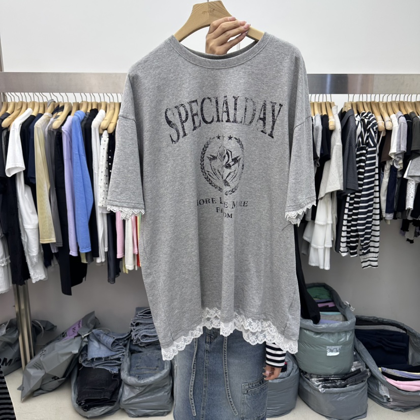 SPECIAL韓國直郵女裝新品職業熱賣休閑時尚26夏季T恤蕾絲SPECIALT恤圖色6