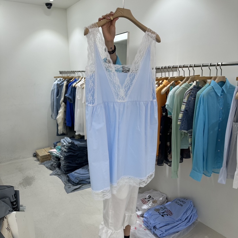 REPELLER韓國直郵女士新品休閑26夏季26春夏連衣裙V領蕾絲REPELLER連衣裙圖色2