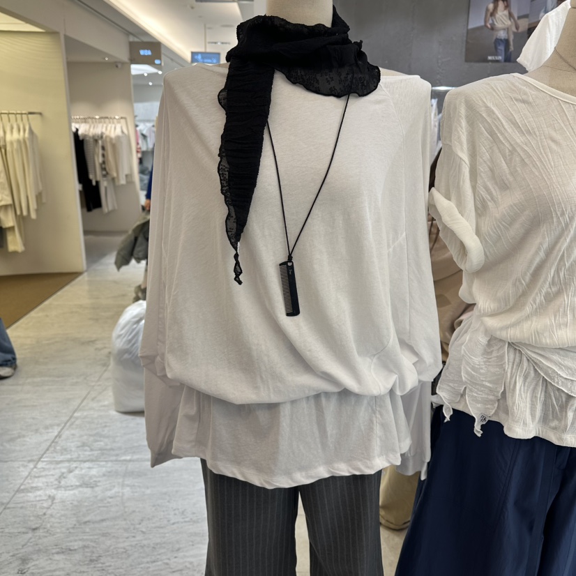 MIXXIN韓國東大門代購女裝新款26春夏長袖T恤不含圍巾透明MIXXIN長袖T恤圖色3