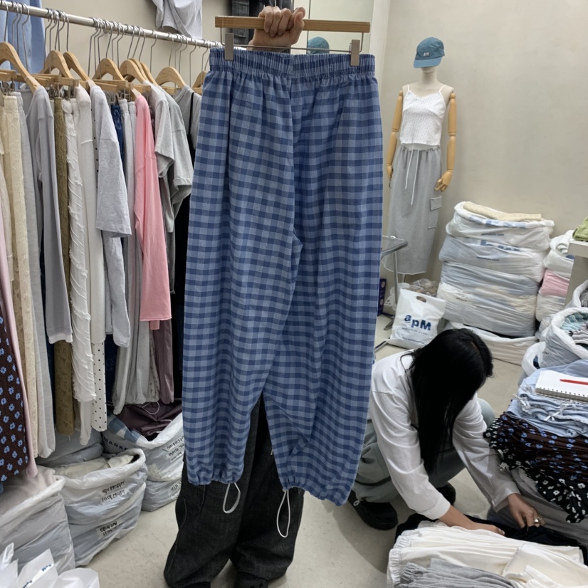 BREEZE韓國東大門直郵女士新品人氣26夏季休閑休閑褲格紋BREEZE休閑褲
