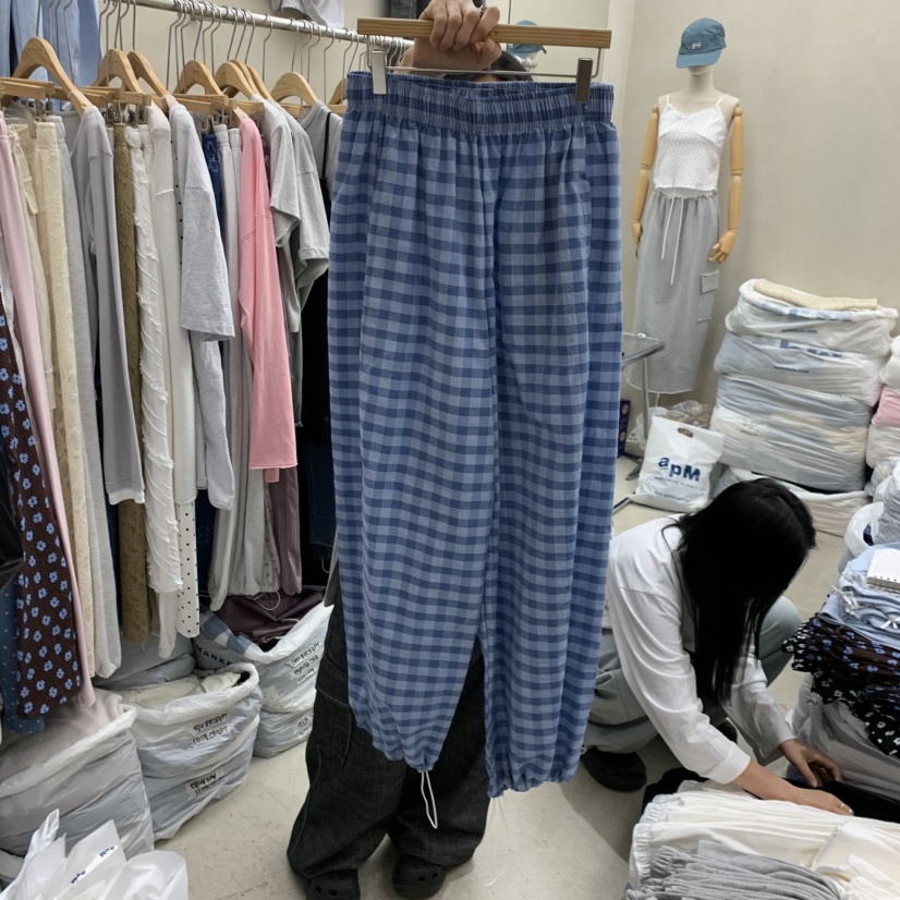 BREEZE韓國東大門直郵女士新品人氣26夏季休閑休閑褲格紋BREEZE休閑褲圖色1