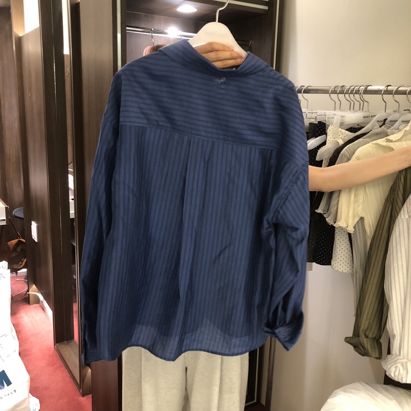 PEANUT BUTTER韓國代購女裝新品26夏季26春夏襯衫蕾絲衫條紋PEANUT BUTTER襯衫/蕾絲衫