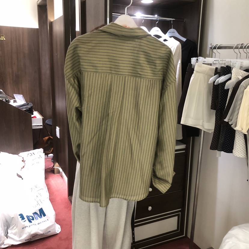 PEANUT BUTTER韓國代購女裝新品26夏季26春夏襯衫蕾絲衫條紋PEANUT BUTTER襯衫/蕾絲衫